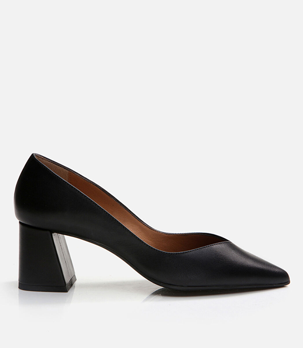 Kadın Deri Siyah Kalın Topuklu Ayakkabı