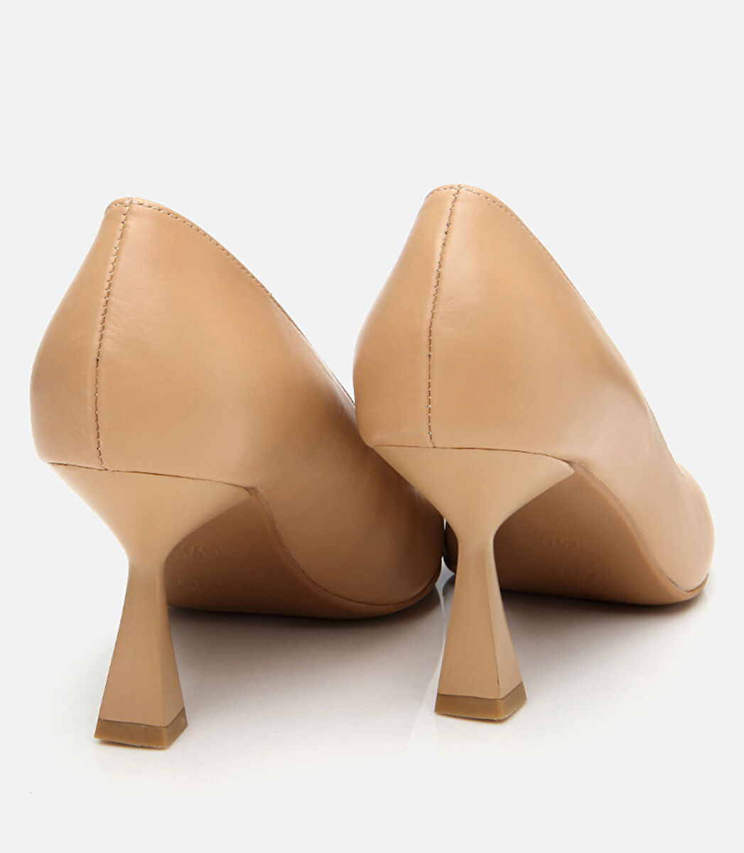 Kadın Deri Bej Esnek Tabanlı Stiletto