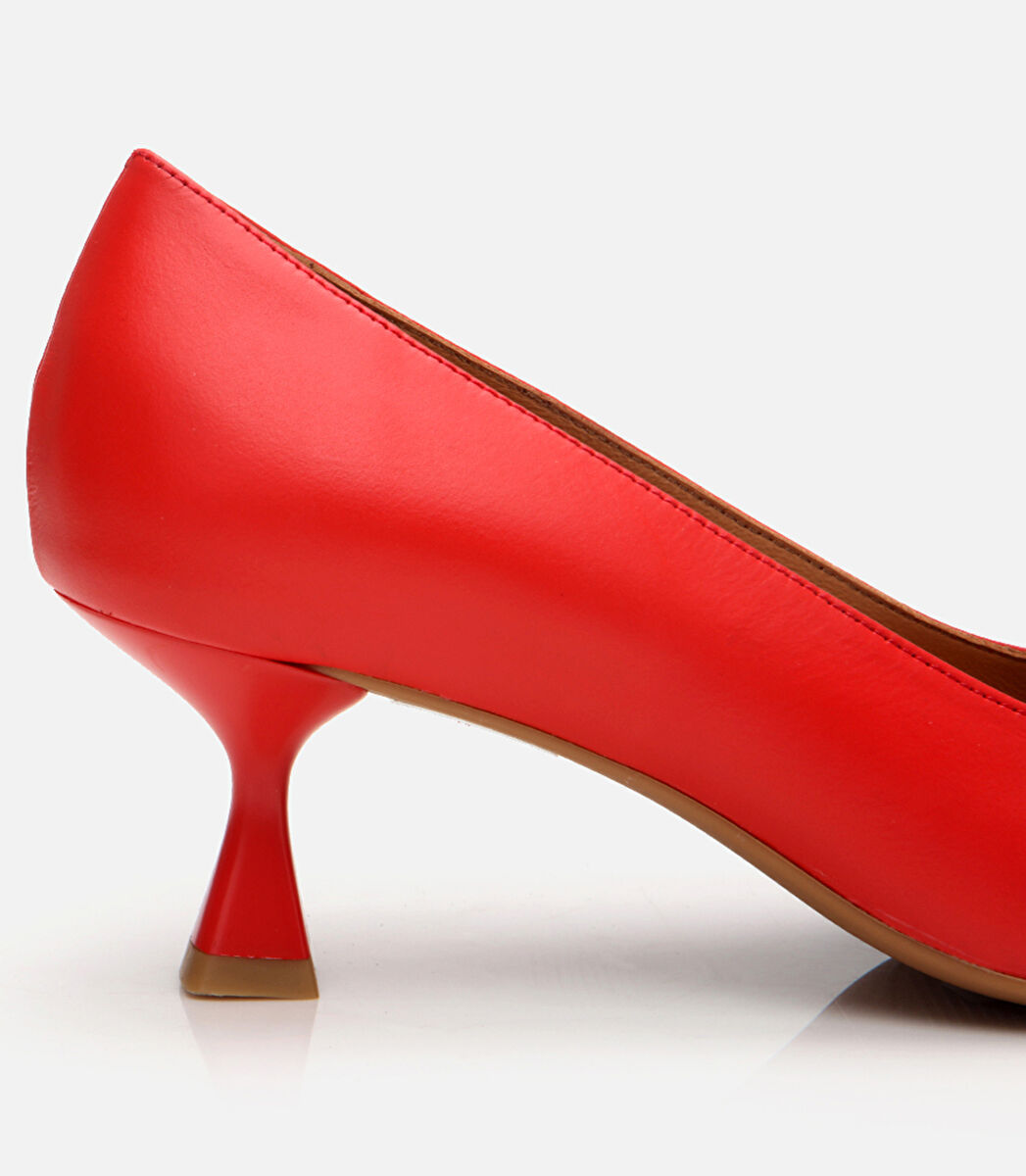 Kadın Deri Kırmızı Esnek Tabanlı Stiletto