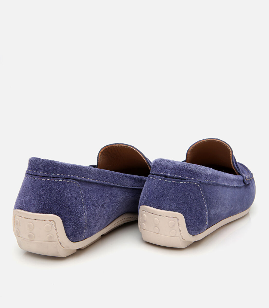 Kadın Süet Deri Lacivert Günlük Loafer