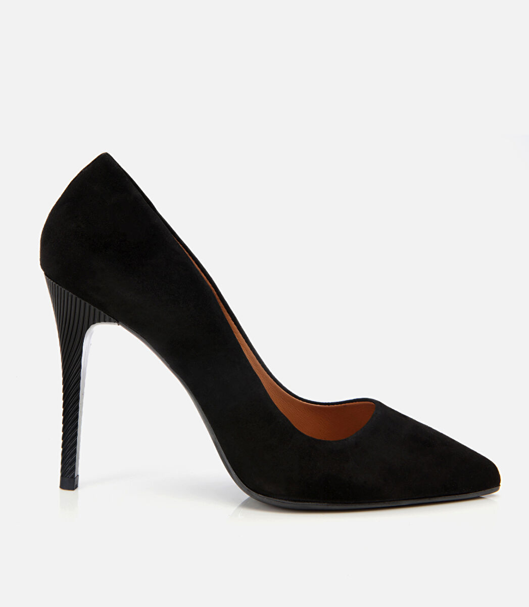 Kadın Süet Deri Siyah Stiletto