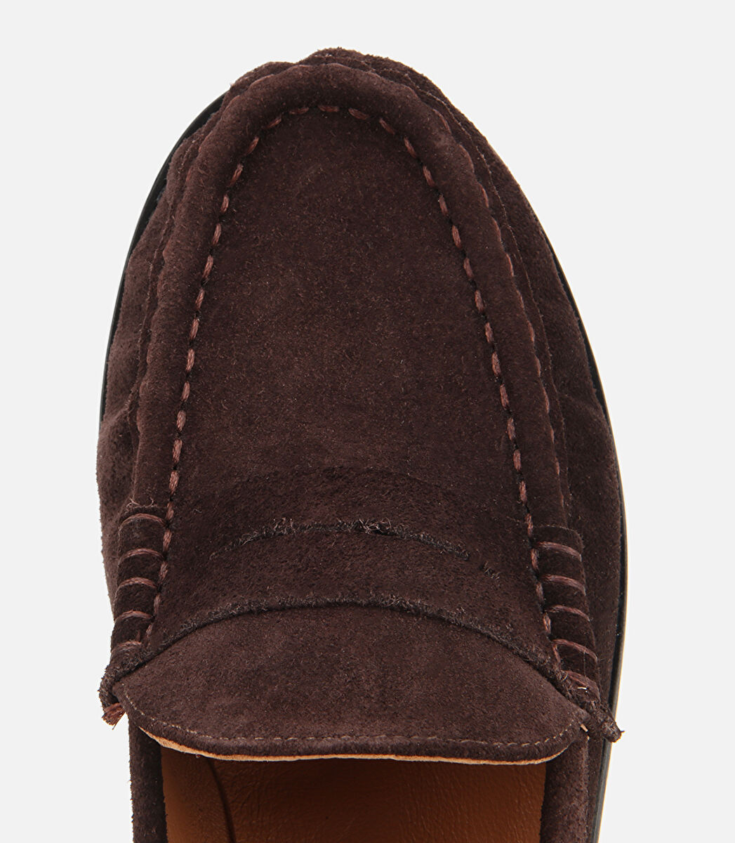 Kadın Süet Deri Kahverengi Yumuşak Dokulu Klasik Loafer
