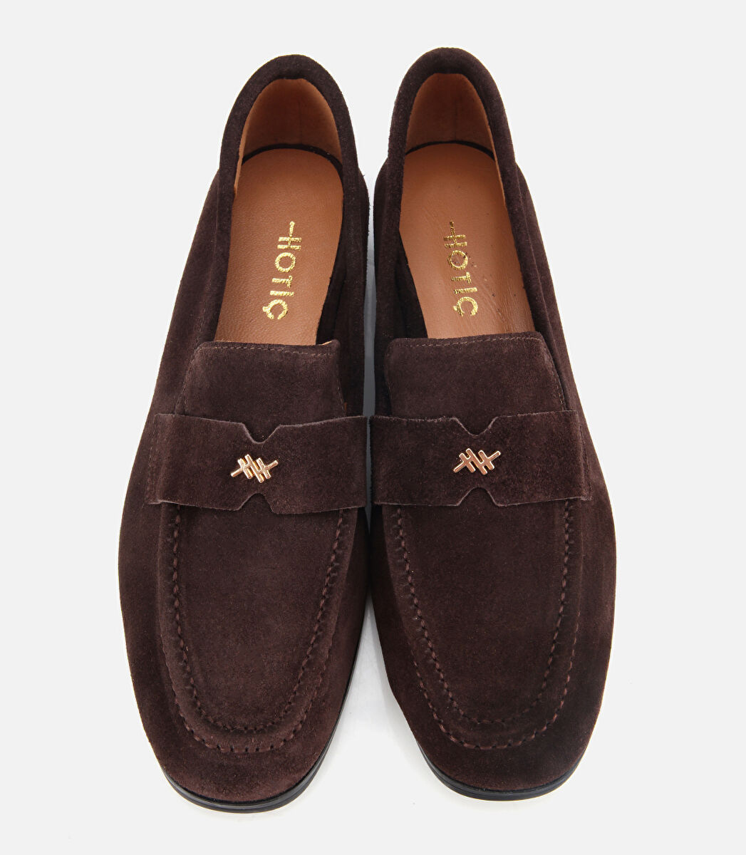 Kadın Süet Deri Kahverengi Yumuşak Dokulu Klasik Loafer