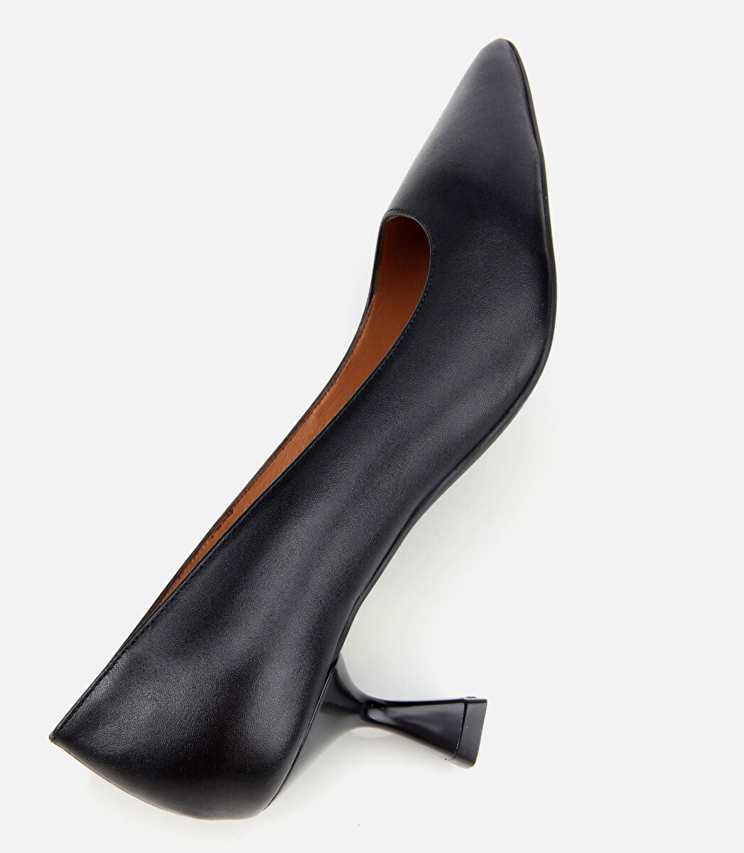 Kadın Deri Siyah Esnek Tabanlı Stiletto