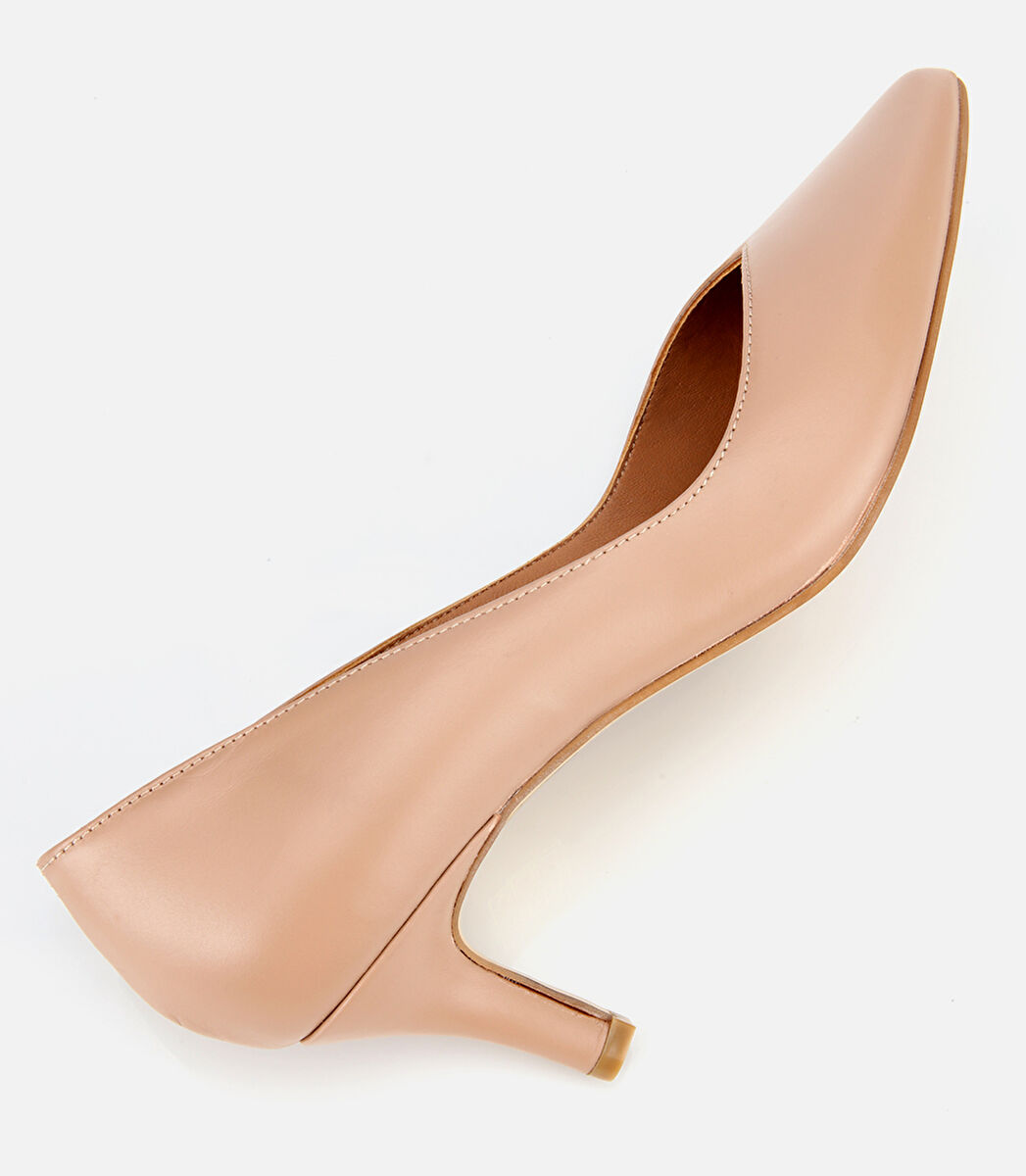 Kadın Deri Bej İnce Topuklu Stiletto