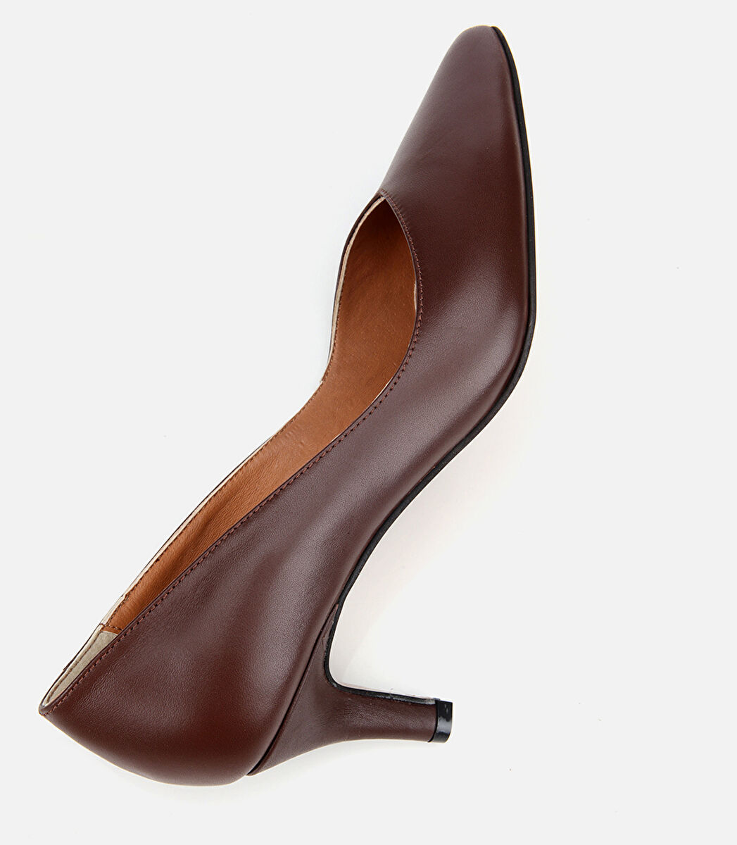Kadın Deri Kahverengi İnce Topuklu Stiletto