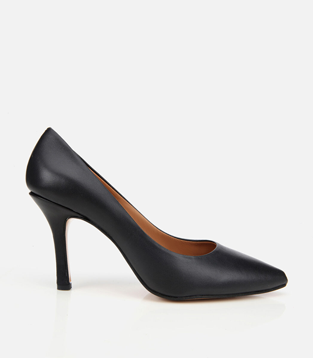 Kadın Deri Siyah Yüksek Topuklu Stiletto