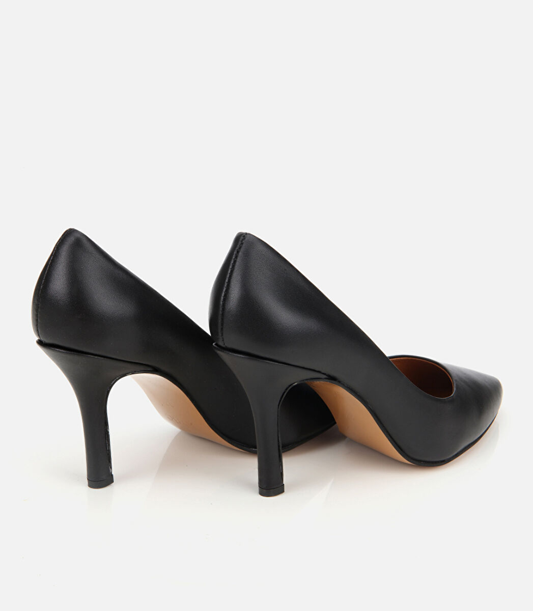 Kadın Deri Siyah Yüksek Topuklu Stiletto