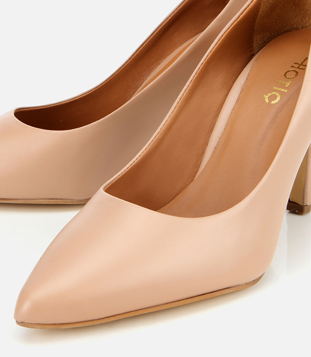 Kadın Deri Bej Yüksek Topuklu Stiletto