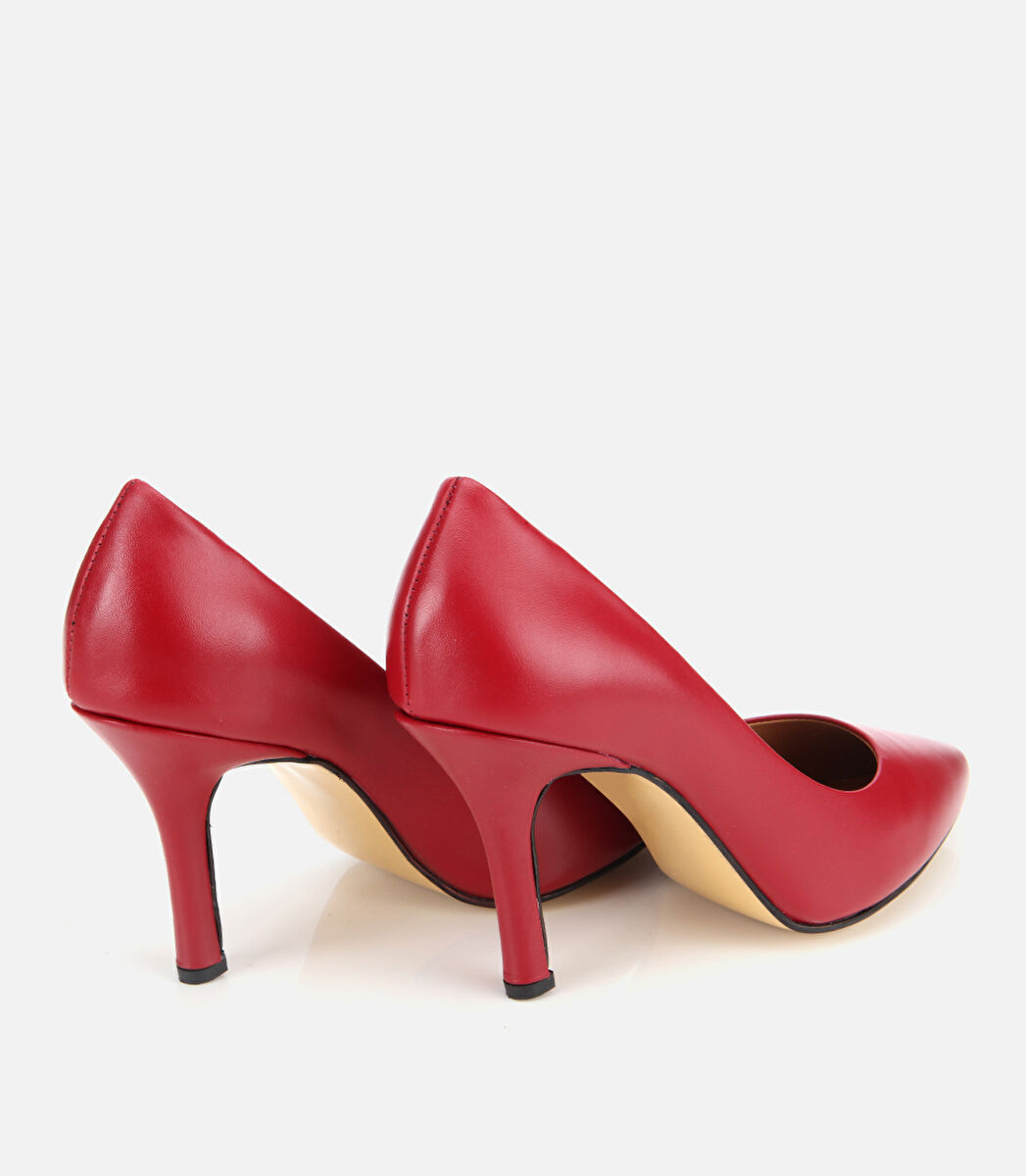 Kadın Deri Kırmızı Yüksek Topuklu Stiletto