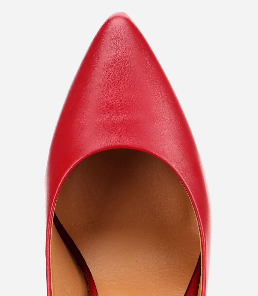 Kadın Deri Kırmızı Yüksek Topuklu Stiletto