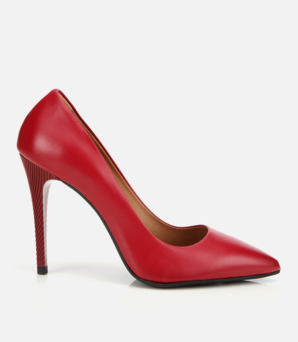 Kadın Deri Kırmızı Yüksek Topuklu Stiletto