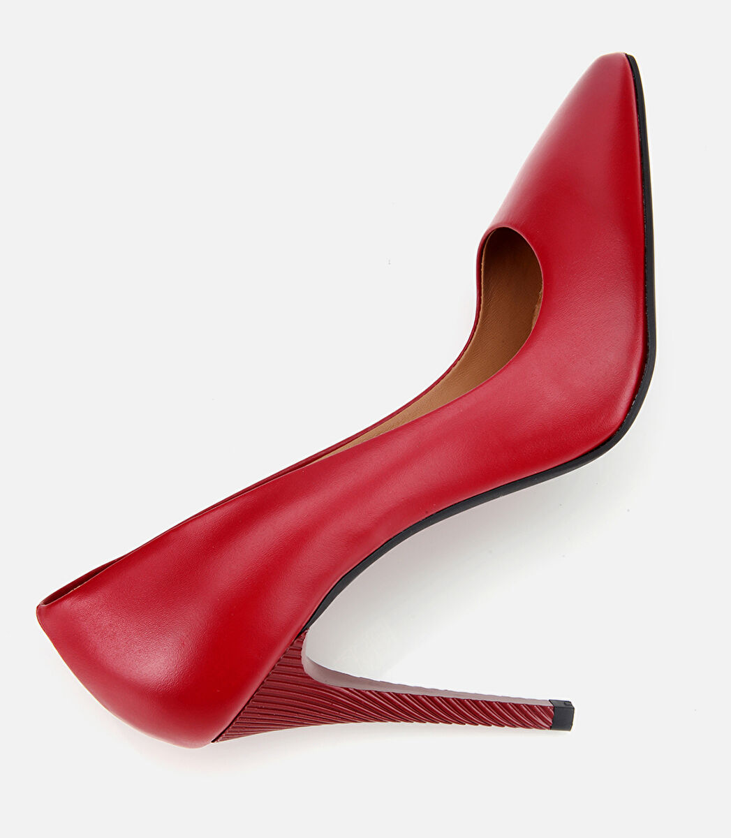 Kadın Deri Kırmızı Yüksek Topuklu Stiletto
