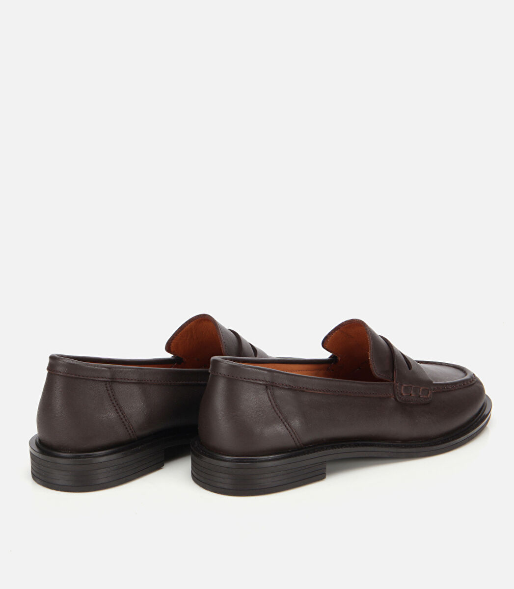 Kadın Deri Kahverengi Yumuşak Dokulu Klasik Loafer