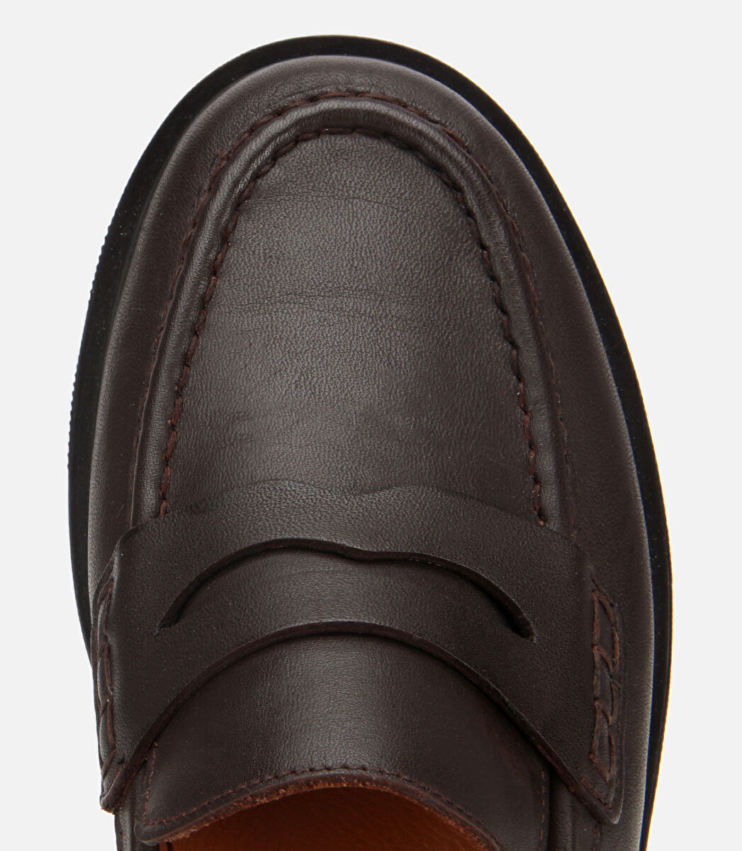 Kadın Deri Kahverengi Yumuşak Dokulu Klasik Loafer