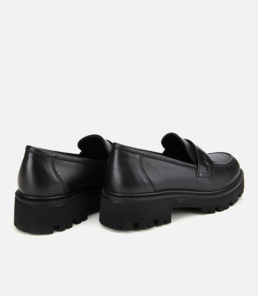 Kadın Deri Siyah Yumuşak Dokulu Günlük Loafer