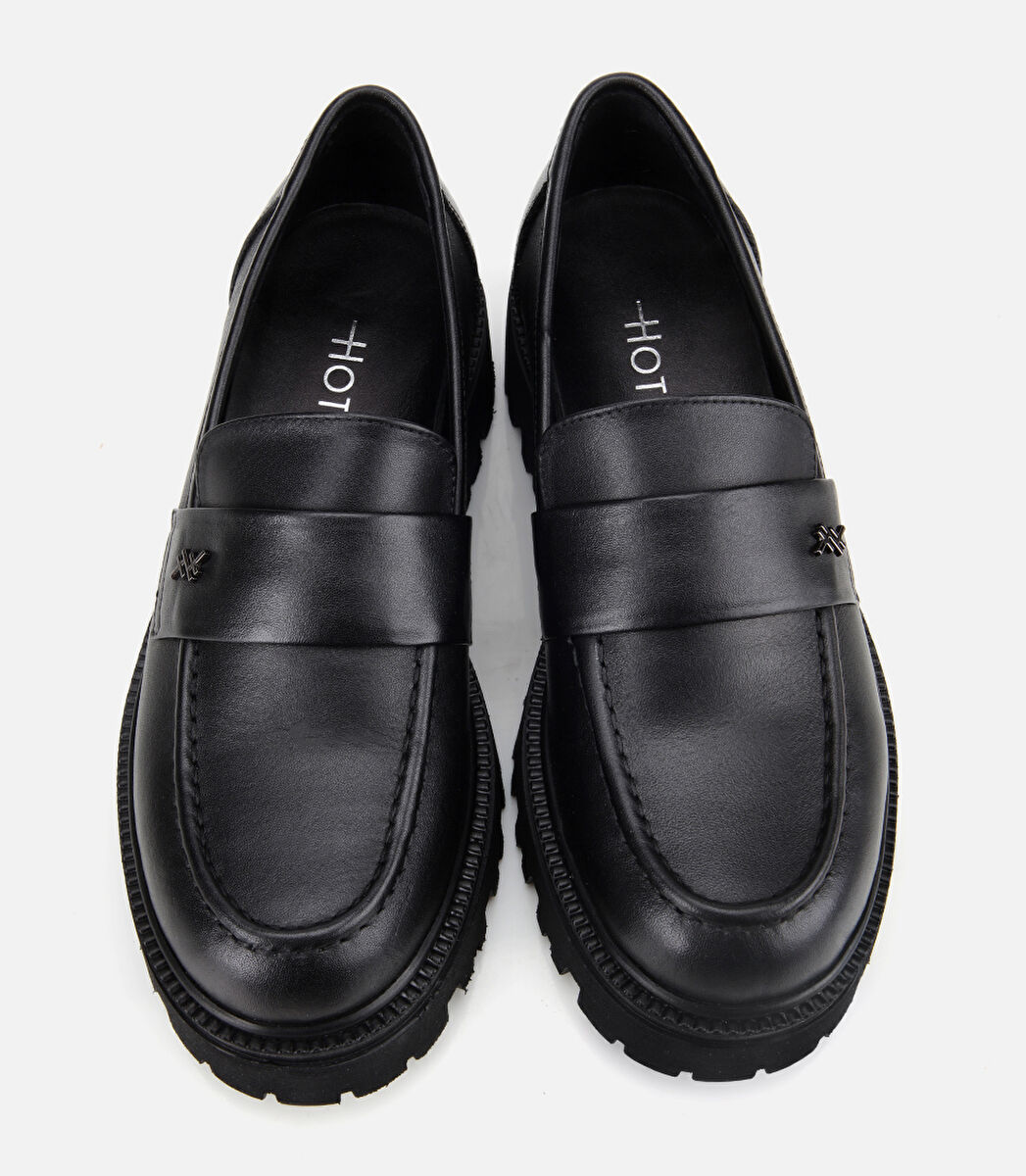 Kadın Deri Siyah Yumuşak Dokulu Günlük Loafer