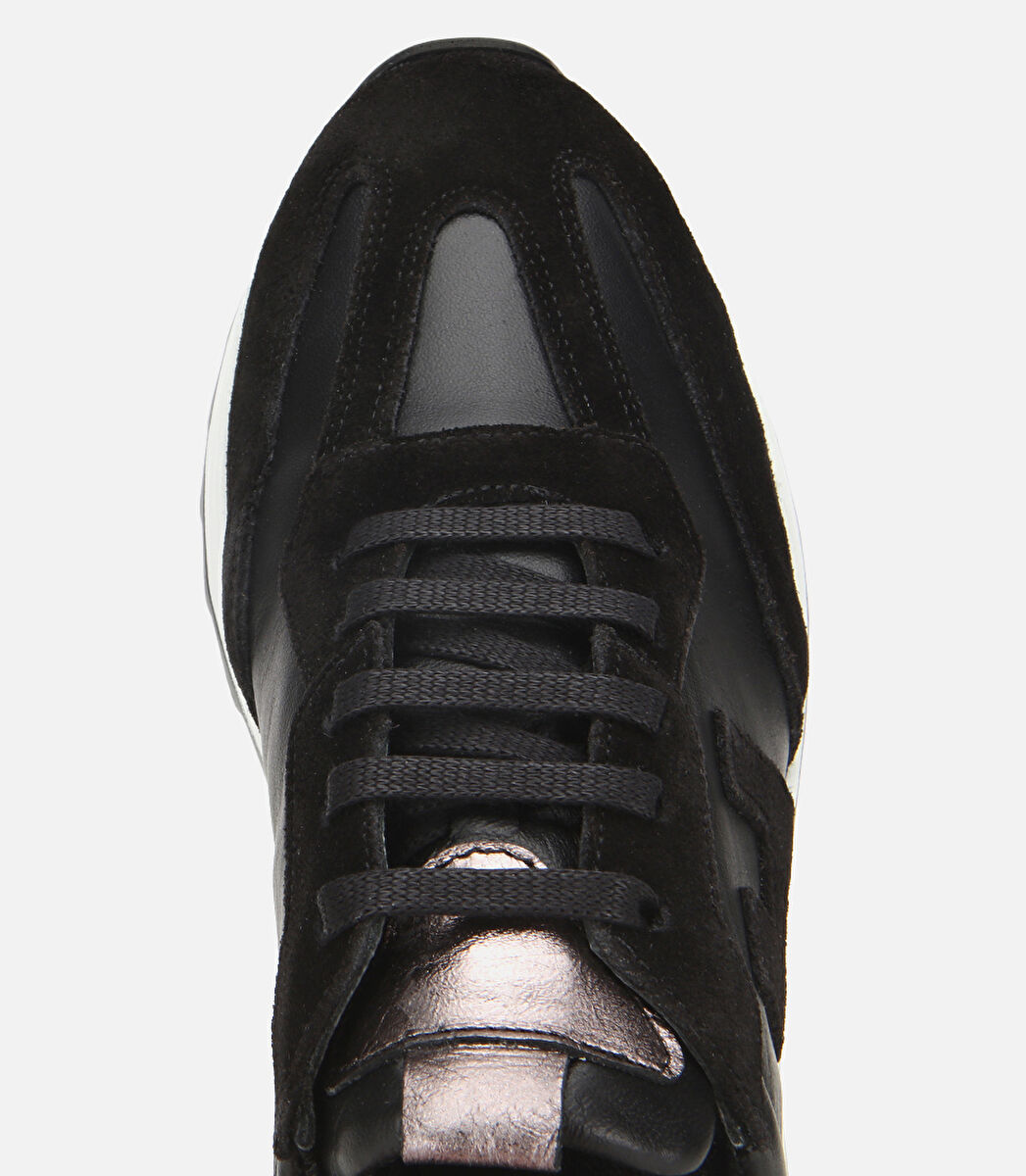 Kadın Süet Deri Siyah Comfort Spor Ayakkabı