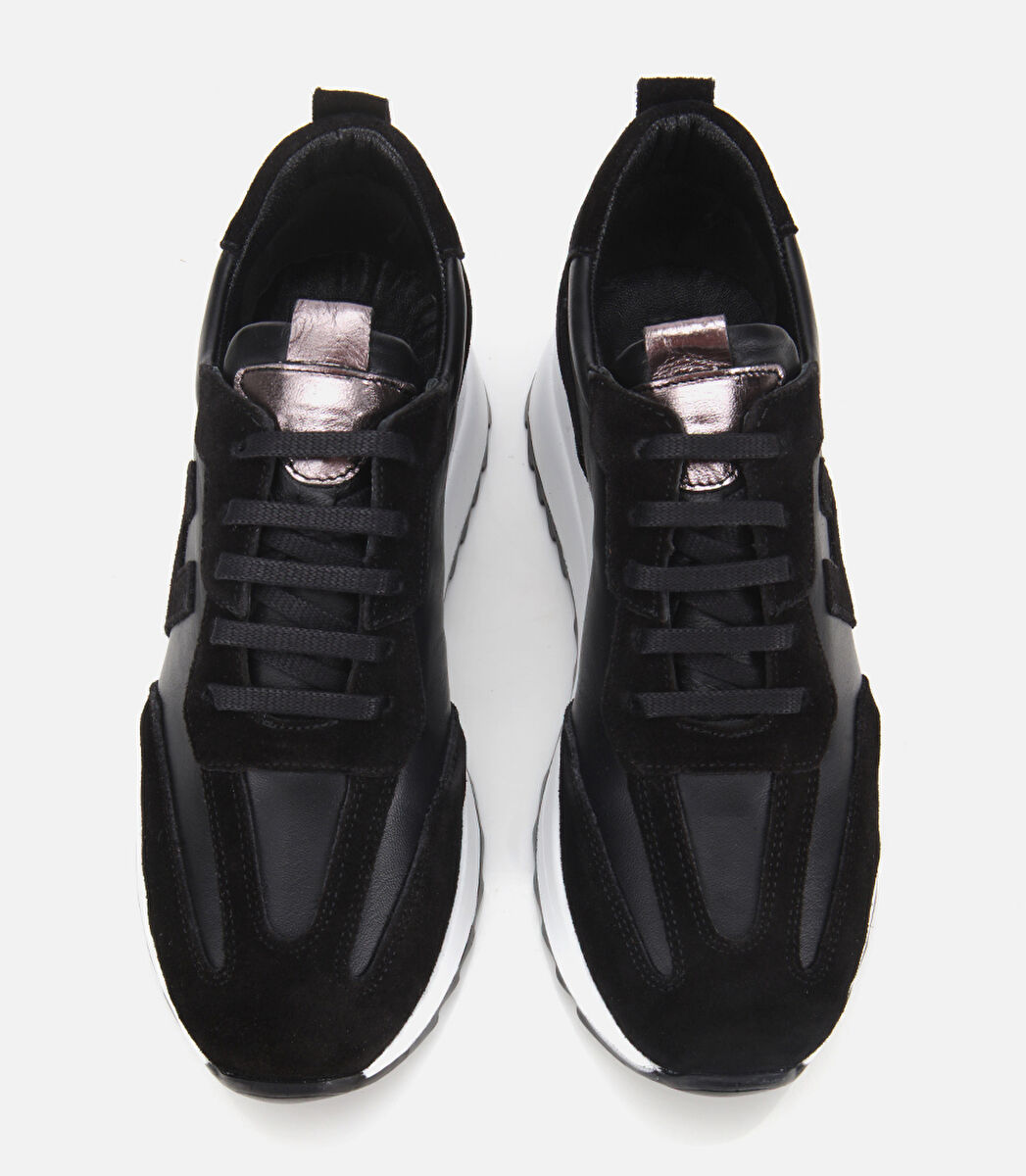 Kadın Süet Deri Siyah Comfort Spor Ayakkabı