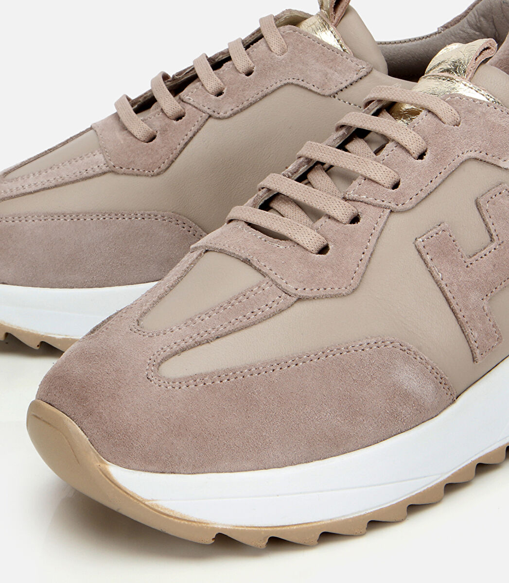 Kadın Süet Deri Bej Comfort Spor Ayakkabı