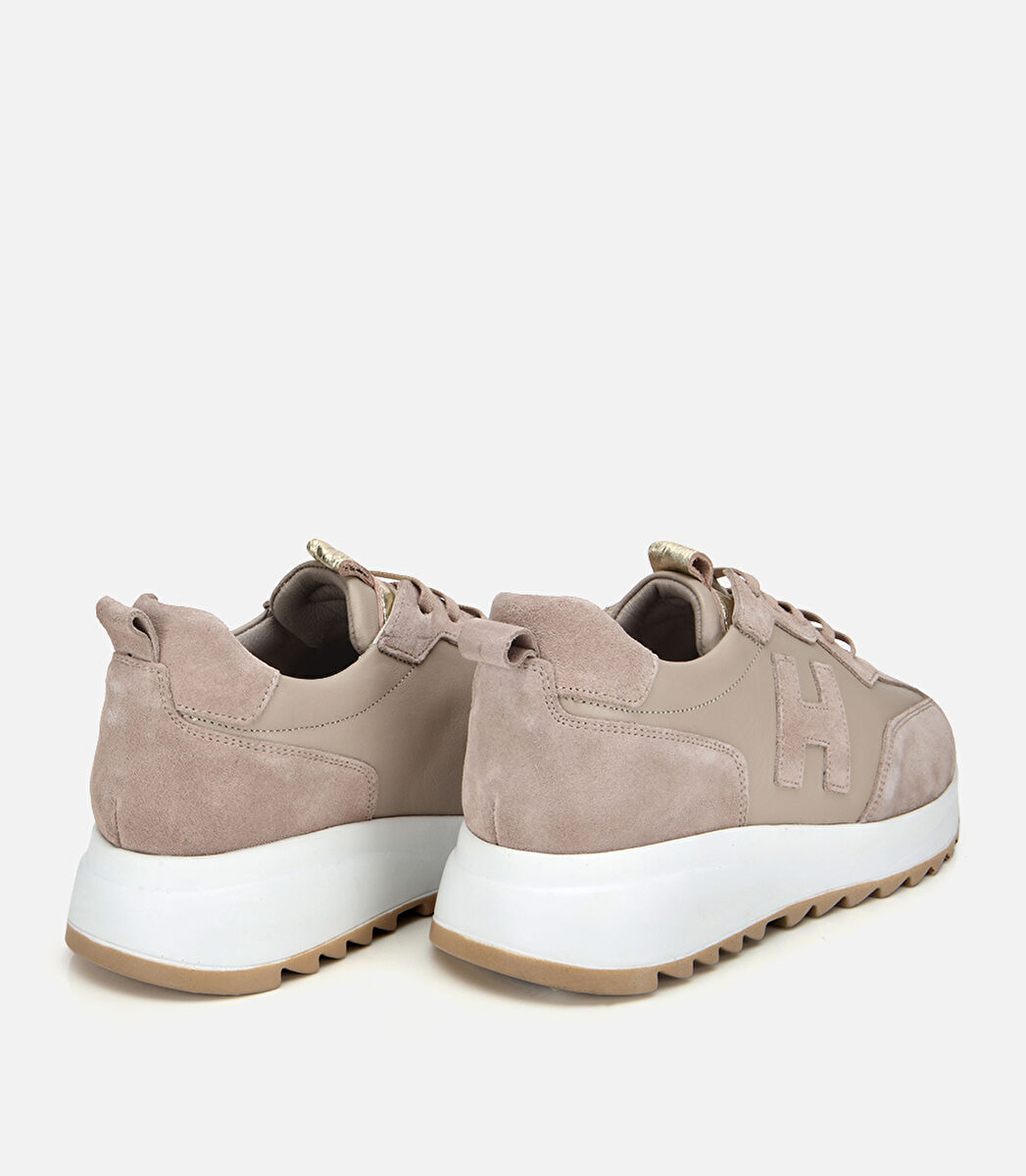 Kadın Süet Deri Bej Comfort Spor Ayakkabı