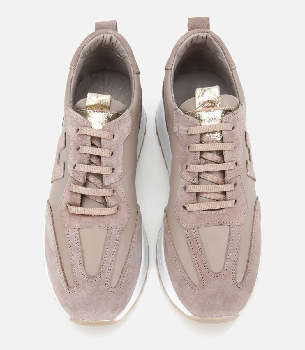 Kadın Süet Deri Bej Comfort Spor Ayakkabı