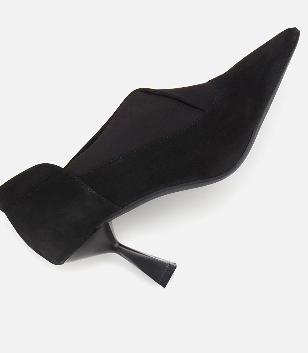 Kadın Süet Deri Streç Detaylı İnce Topuklu Stiletto