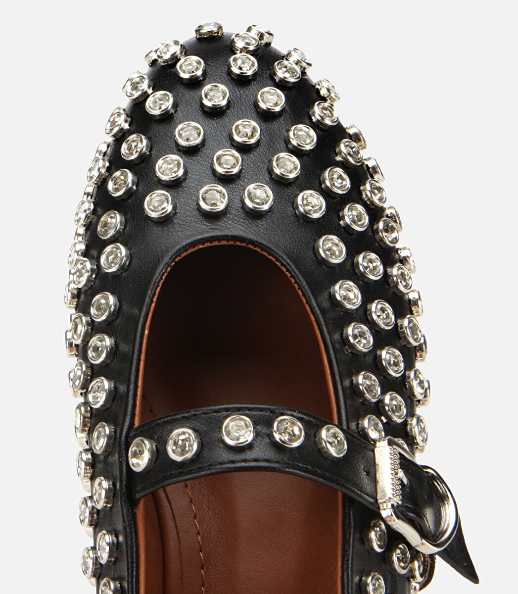 Kadın Siyah Taşlı Babet