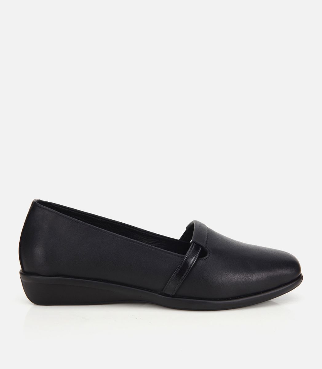 Kadın Deri Siyah Gizli Topuklu Comfort Günlük Loafer