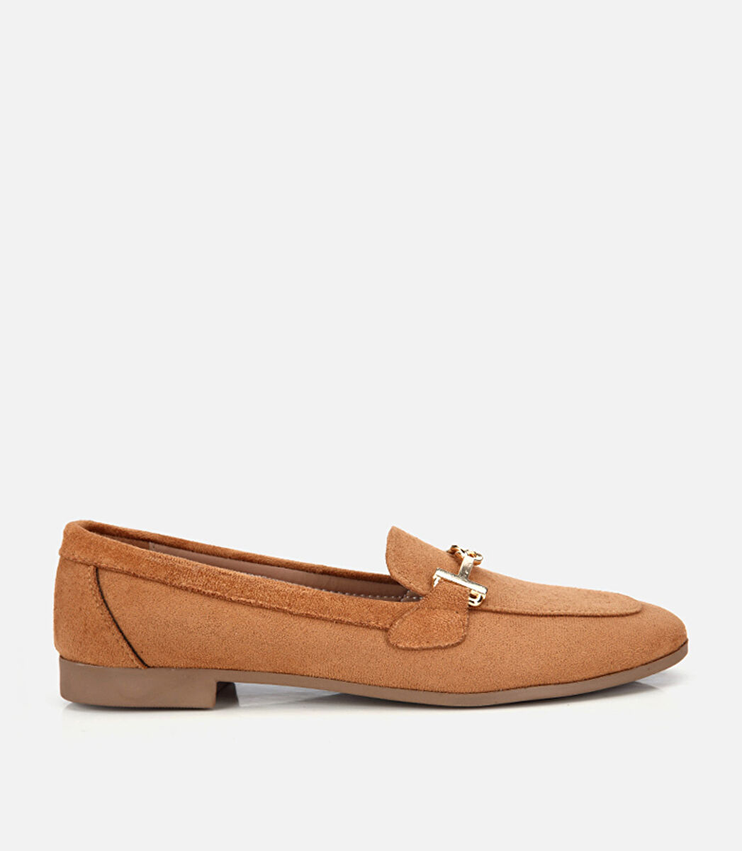 Kadın Taba Süet Toka Detaylı Günlük Loafer