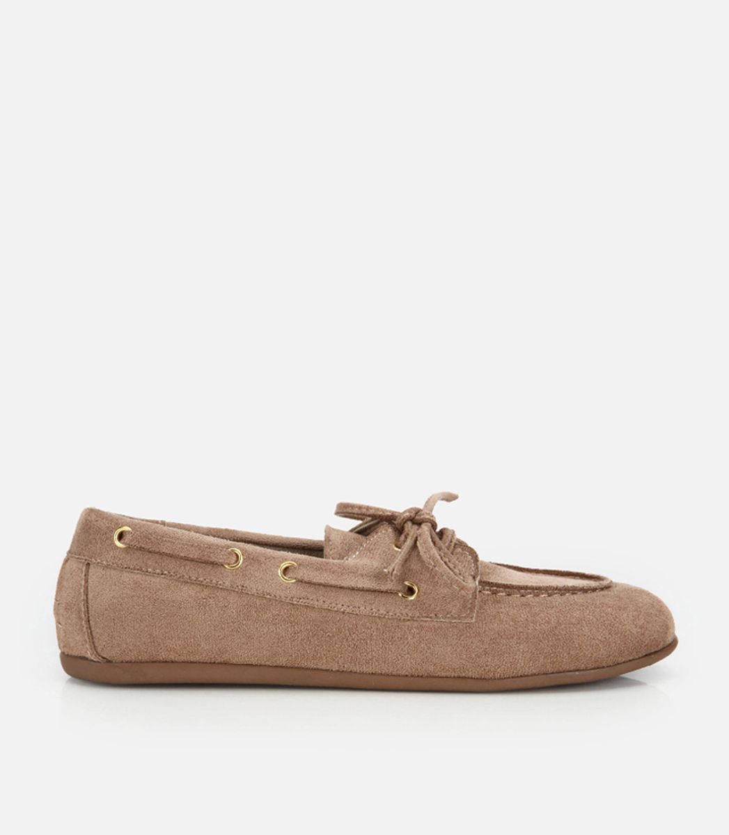 Kadın Vizon Süet Bağcık Detaylı Loafer