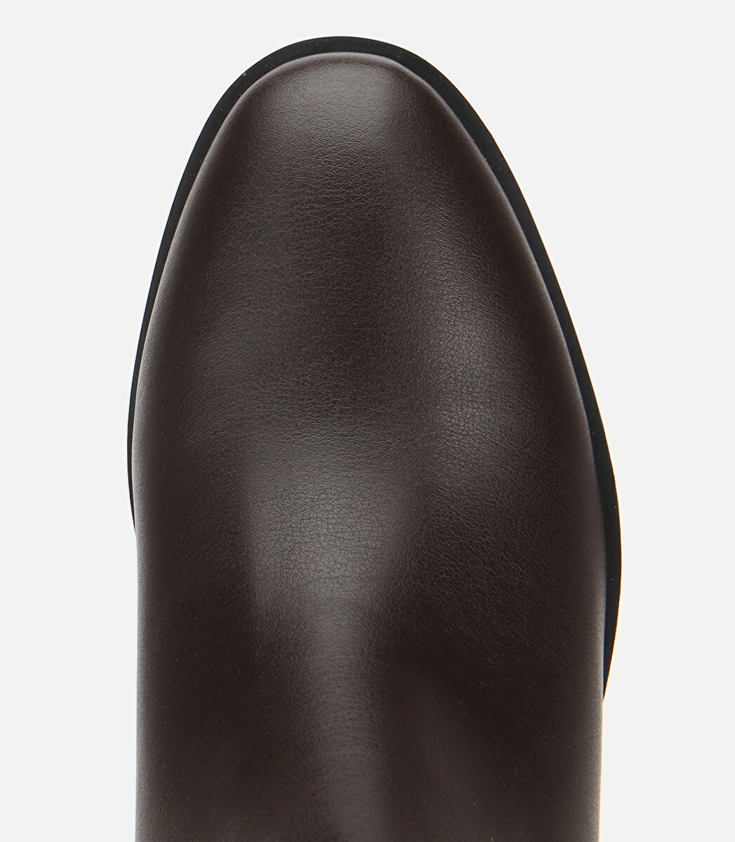 Kadın Kahverengi Metal Detaylı Bilekte Düz Bot