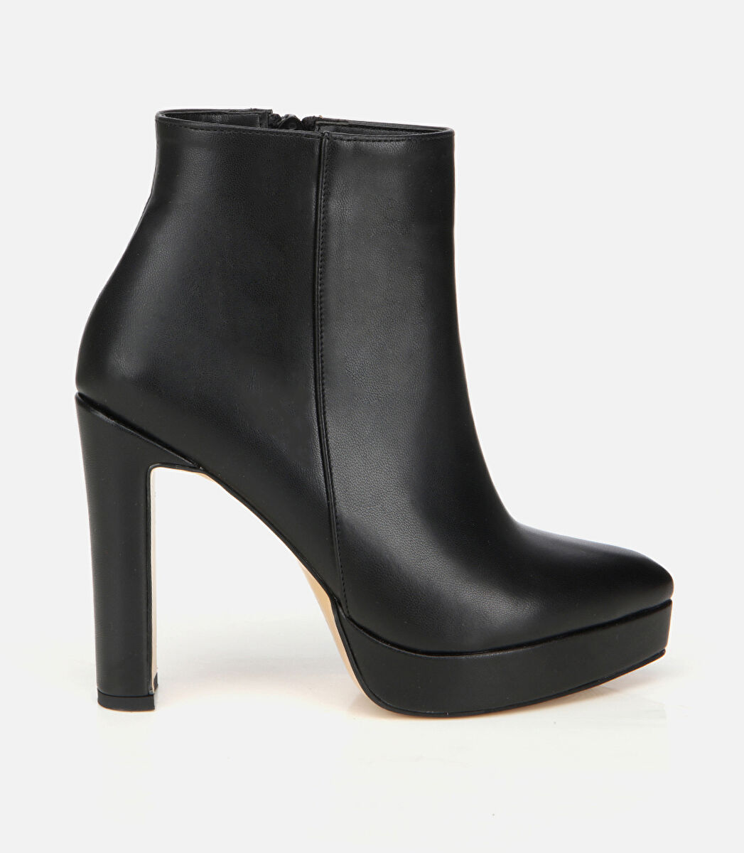 Kadın Siyah Yüksek Topuklu Platform Topuklu Bot