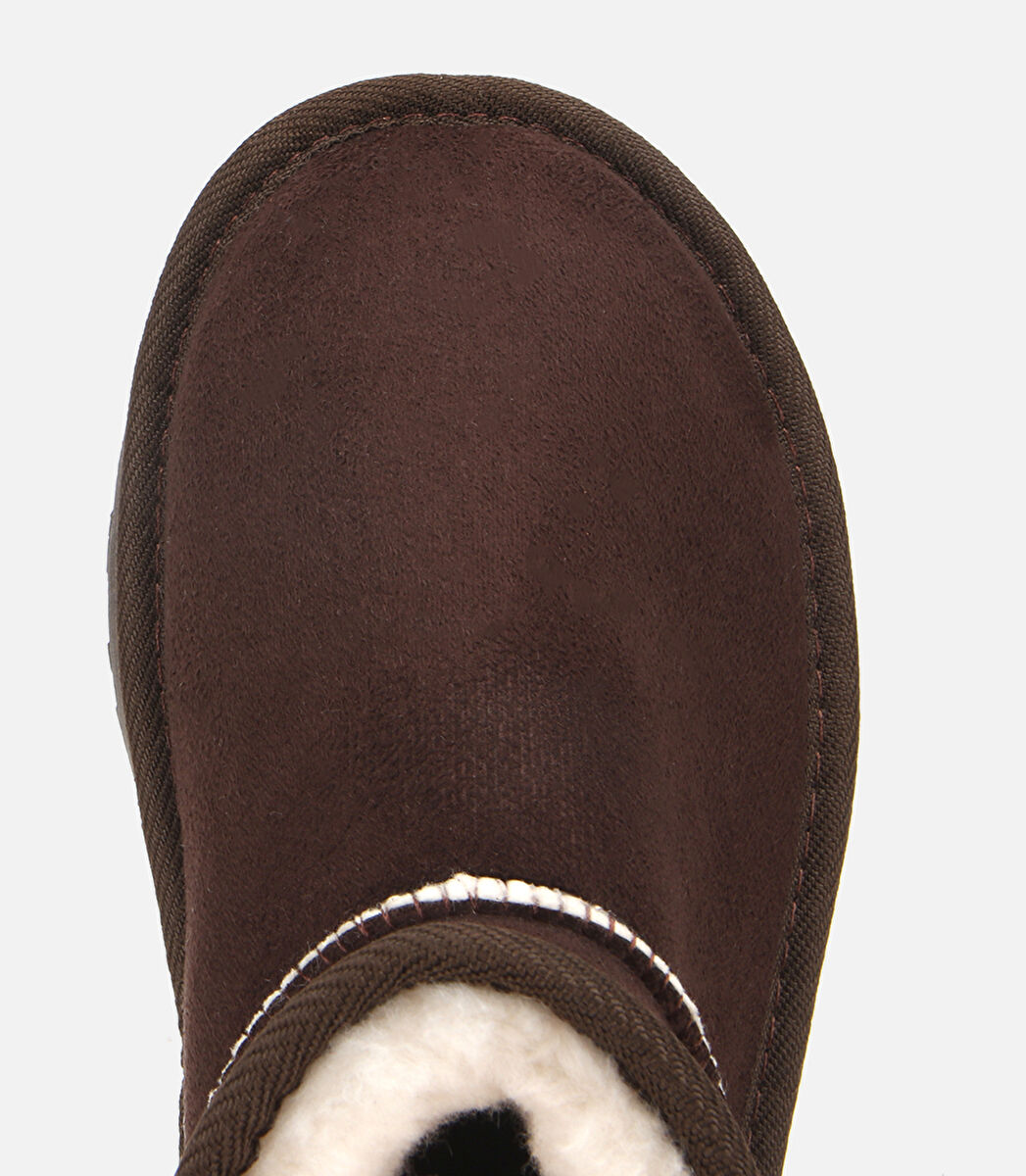 Kadın Süet Kahverengi İçi Kürklü Bilekte Kalın Tabanlı Düz Bot