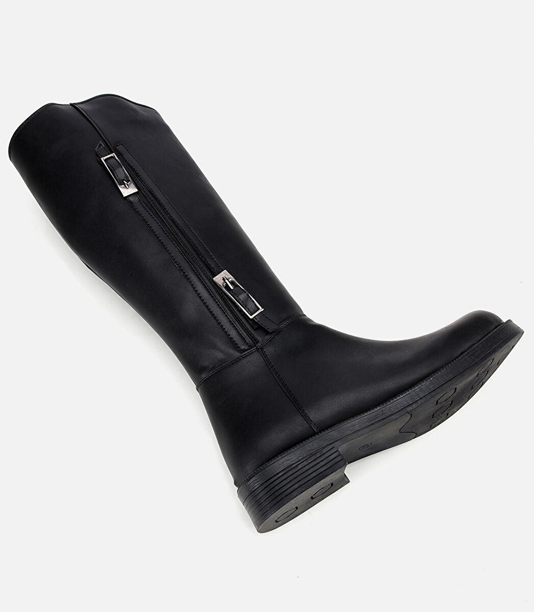 Kadın Siyah Tokalı Düz Çizme