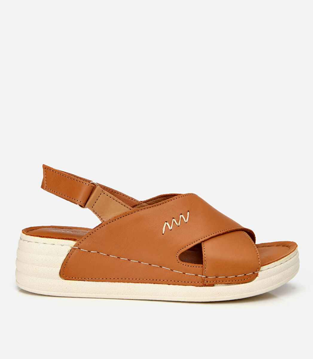 Kadın Deri Taba Ayarlanabilir Comfort Sandalet