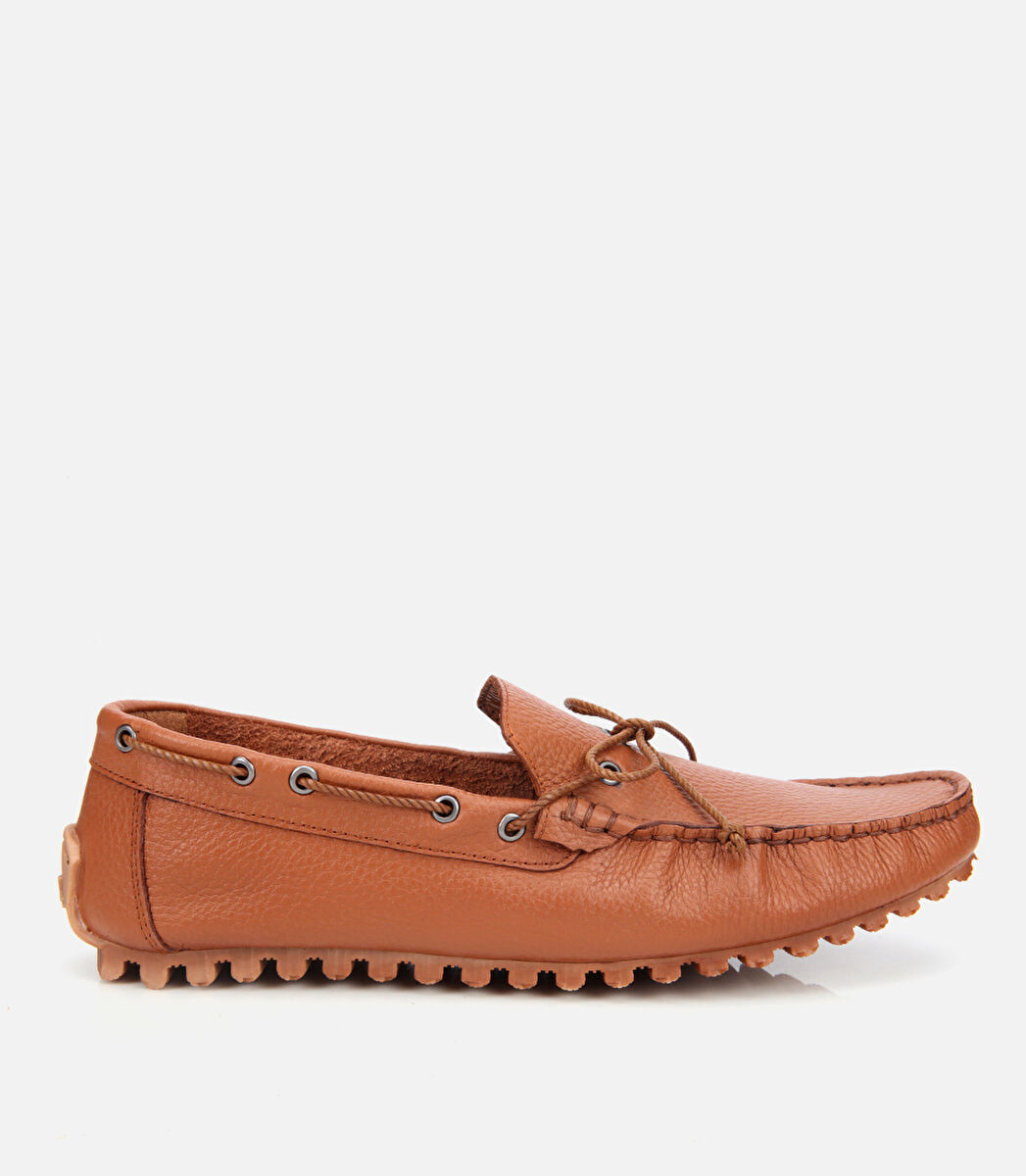 Erkek Deri Taba Esnek Tabanlı Günlük Loafer