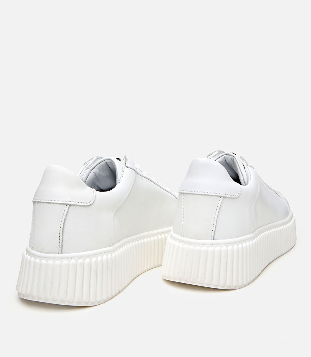 Erkek Deri Beyaz Yüksek Tabanlı Spor Ayakkabı