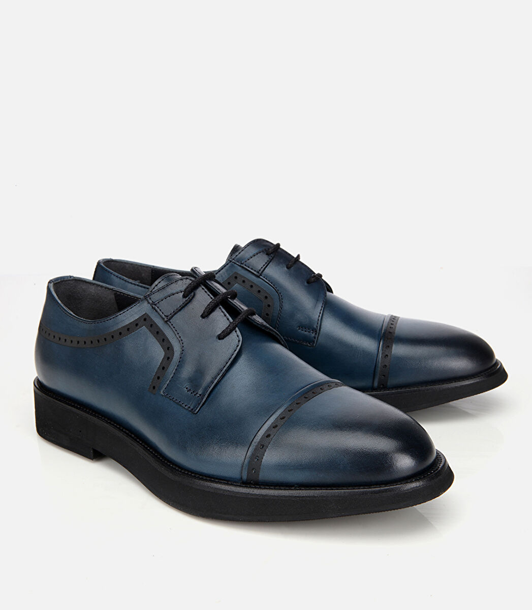 Erkek Deri Lacivert Hafif Tabanlı Klasik Ayakkabı