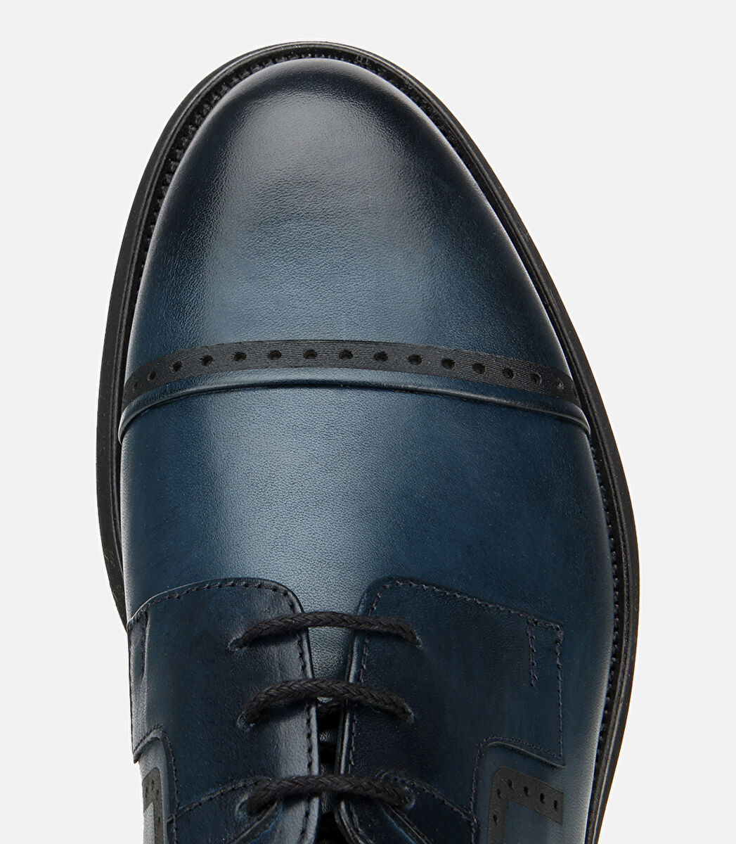 Erkek Deri Lacivert Hafif Tabanlı Klasik Ayakkabı