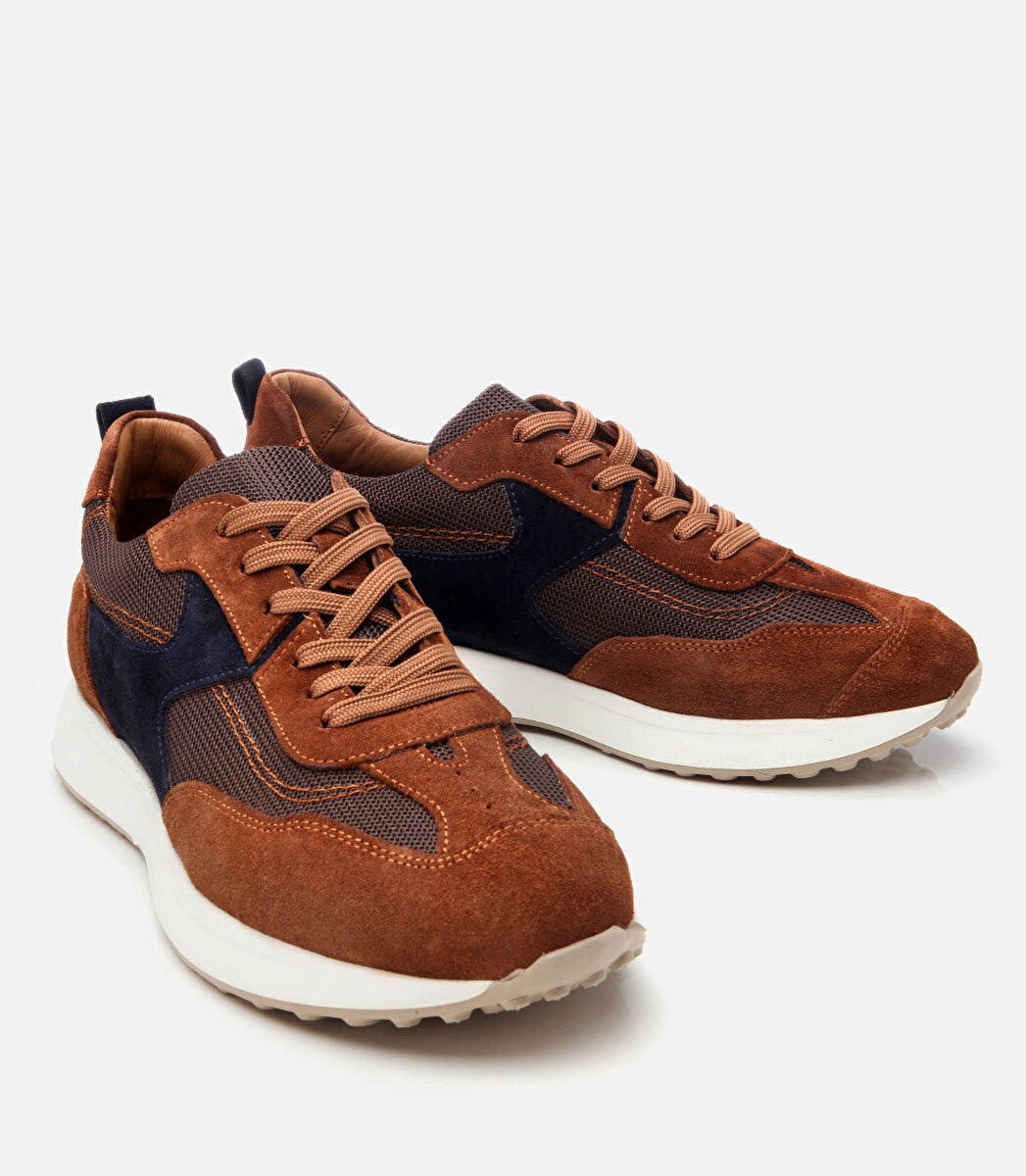 Erkek Süet Deri Taba Ultra Hafif Tabanlı Spor Ayakkabı