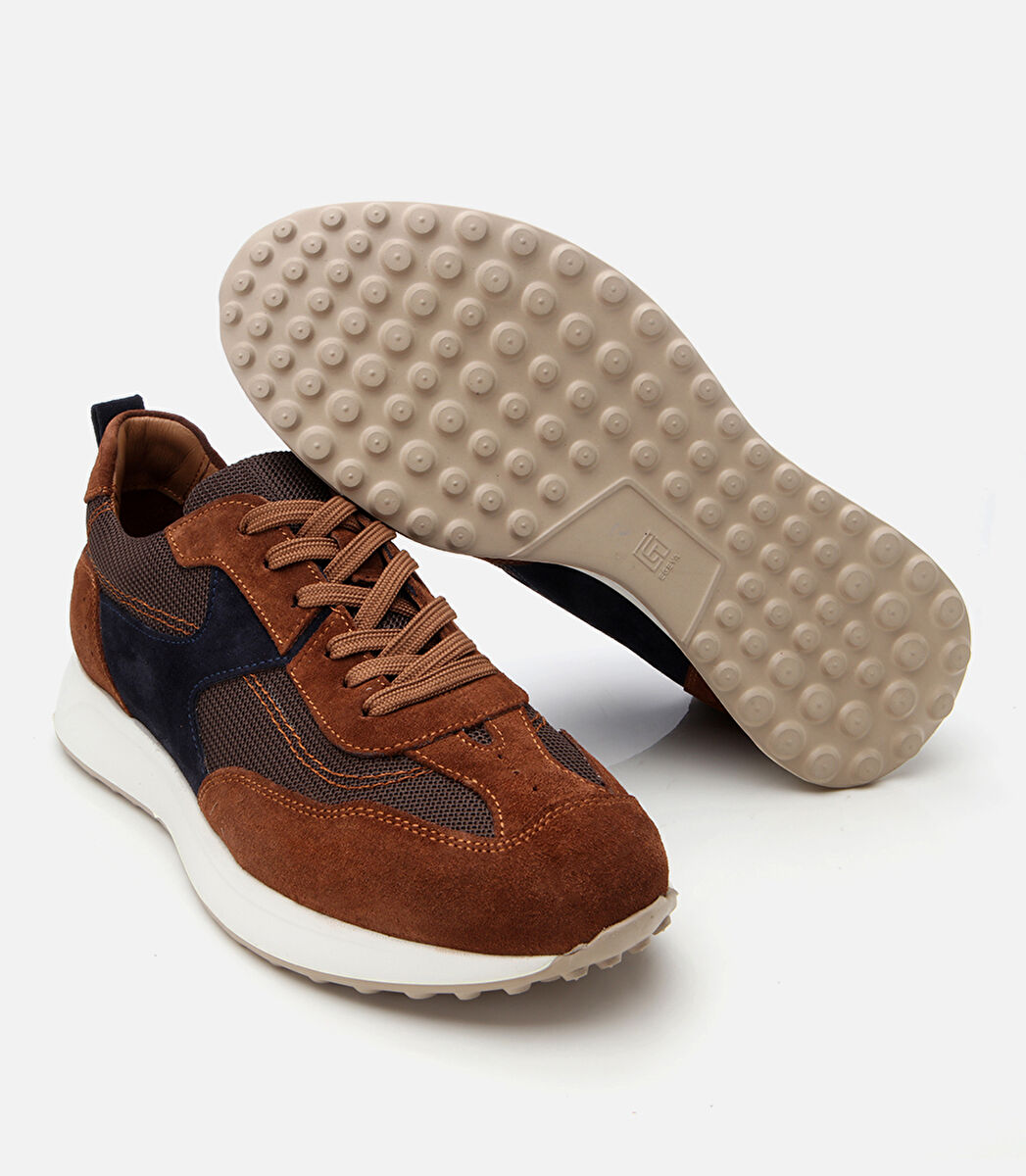 Erkek Süet Deri Taba Ultra Hafif Tabanlı Spor Ayakkabı