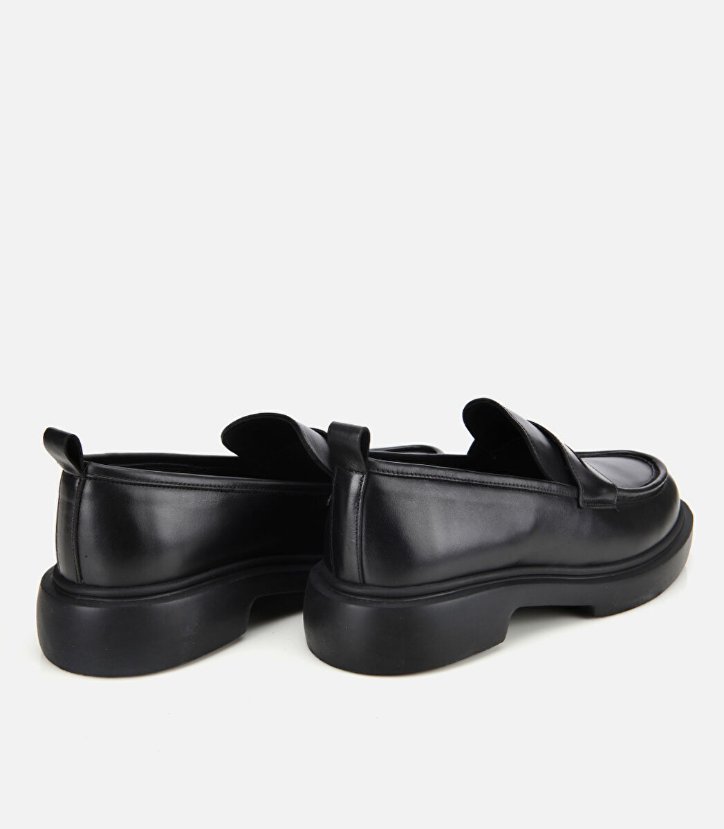Erkek Deri Siyah Yüksek Tabanlı Klasik Loafer