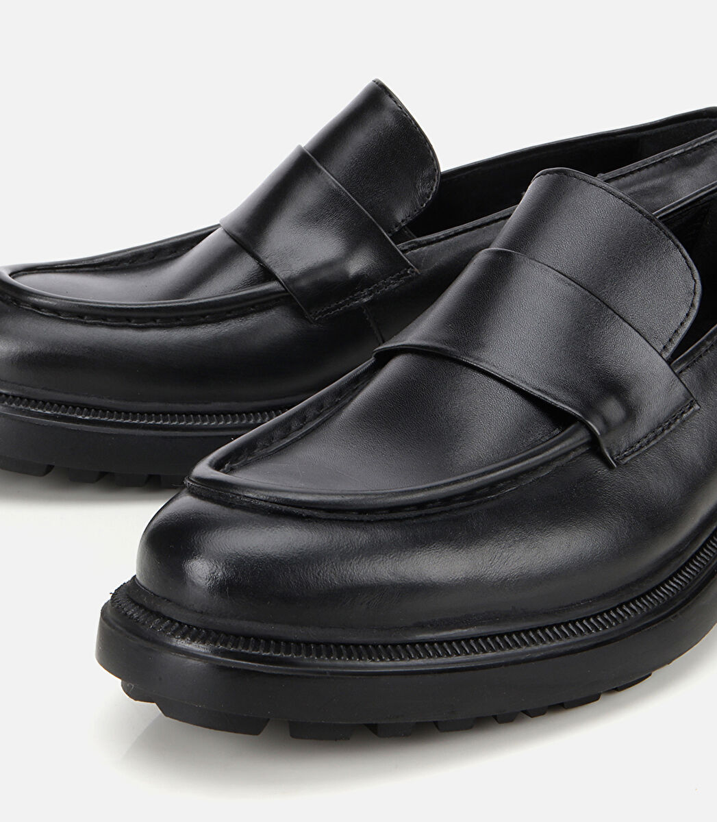 Erkek Deri Siyah Yumuşak Dokulu Klasik Loafer