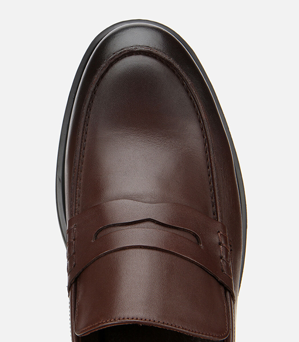 Erkek Deri Kahverengi Yumuşak Dokulu Klasik Loafer