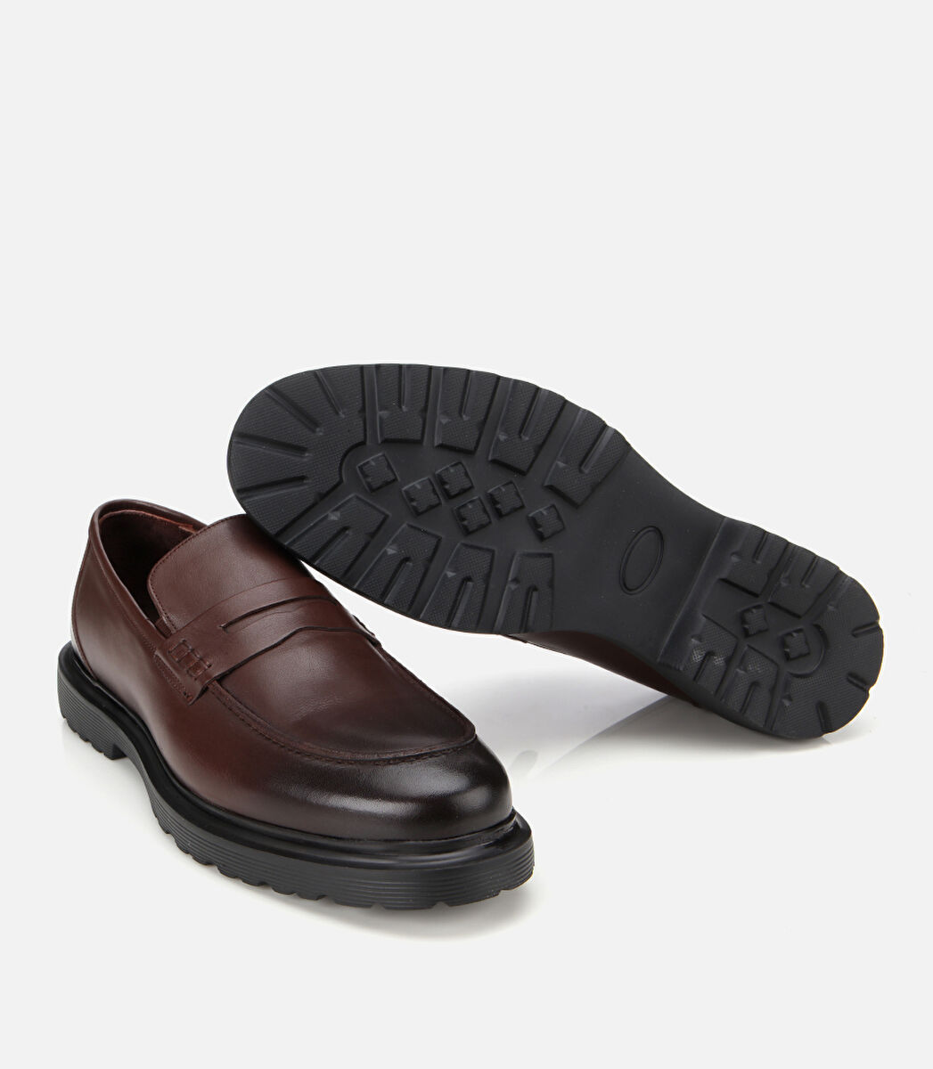 Erkek Deri Kahverengi Yumuşak Dokulu Klasik Loafer