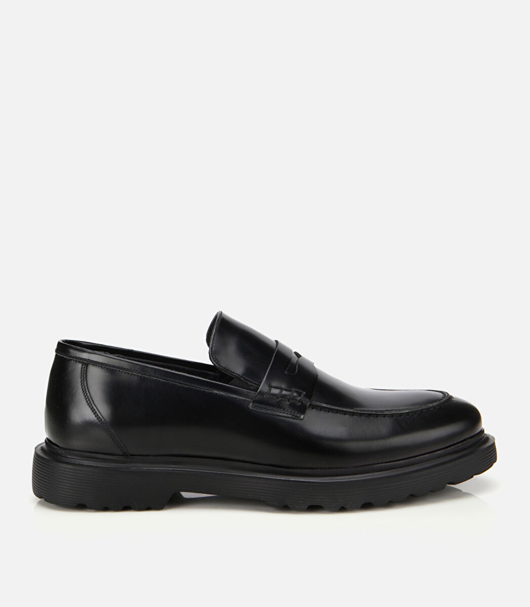 Erkek Açma Deri Siyah Klasik Loafer
