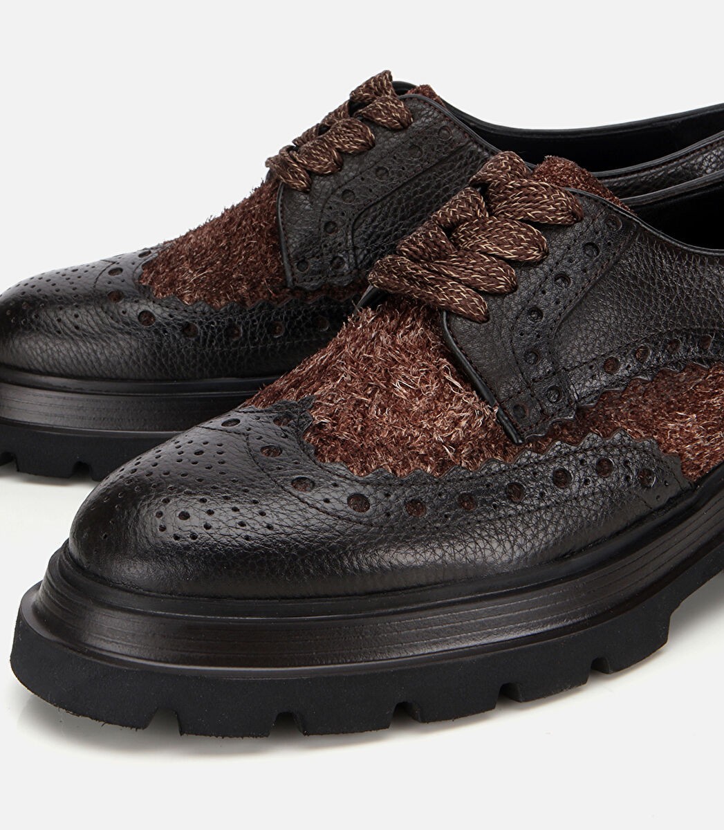 Erkek Deri Kahverengi Kırçıllı Yüksek Tabanlı Günlük Ayakkabı