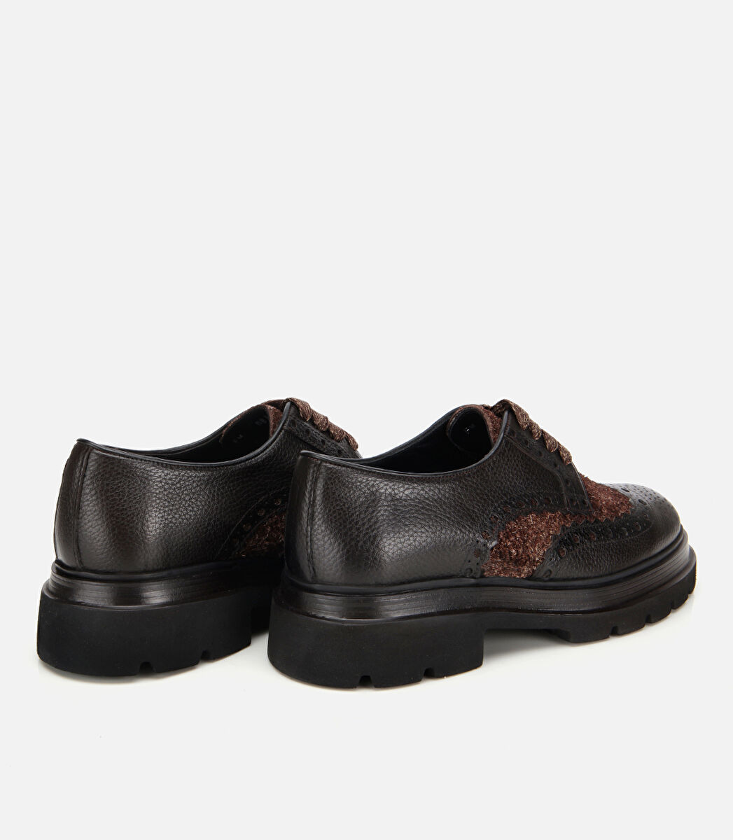 Erkek Deri Kahverengi Kırçıllı Yüksek Tabanlı Günlük Ayakkabı