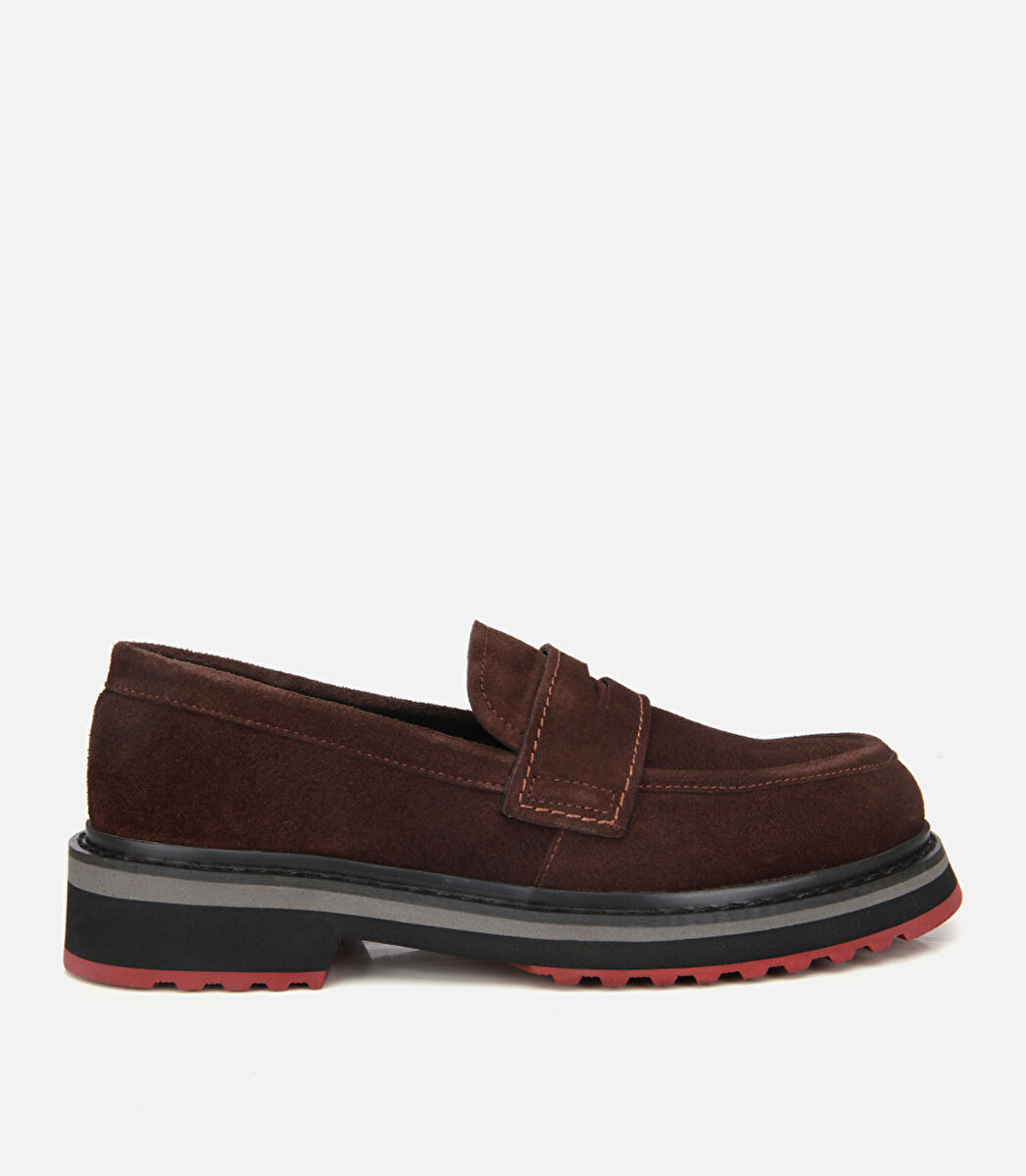 Erkek Süet Deri Kahverengi Hafif Tabanlı Günlük Loafer